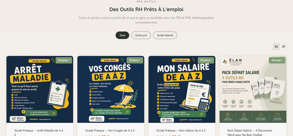 Boutique de guides et packs du site ElanCommun
